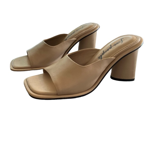 Free People Beige Open Toe Heels Size 38.5 New Without Box - Picture 1 of 8